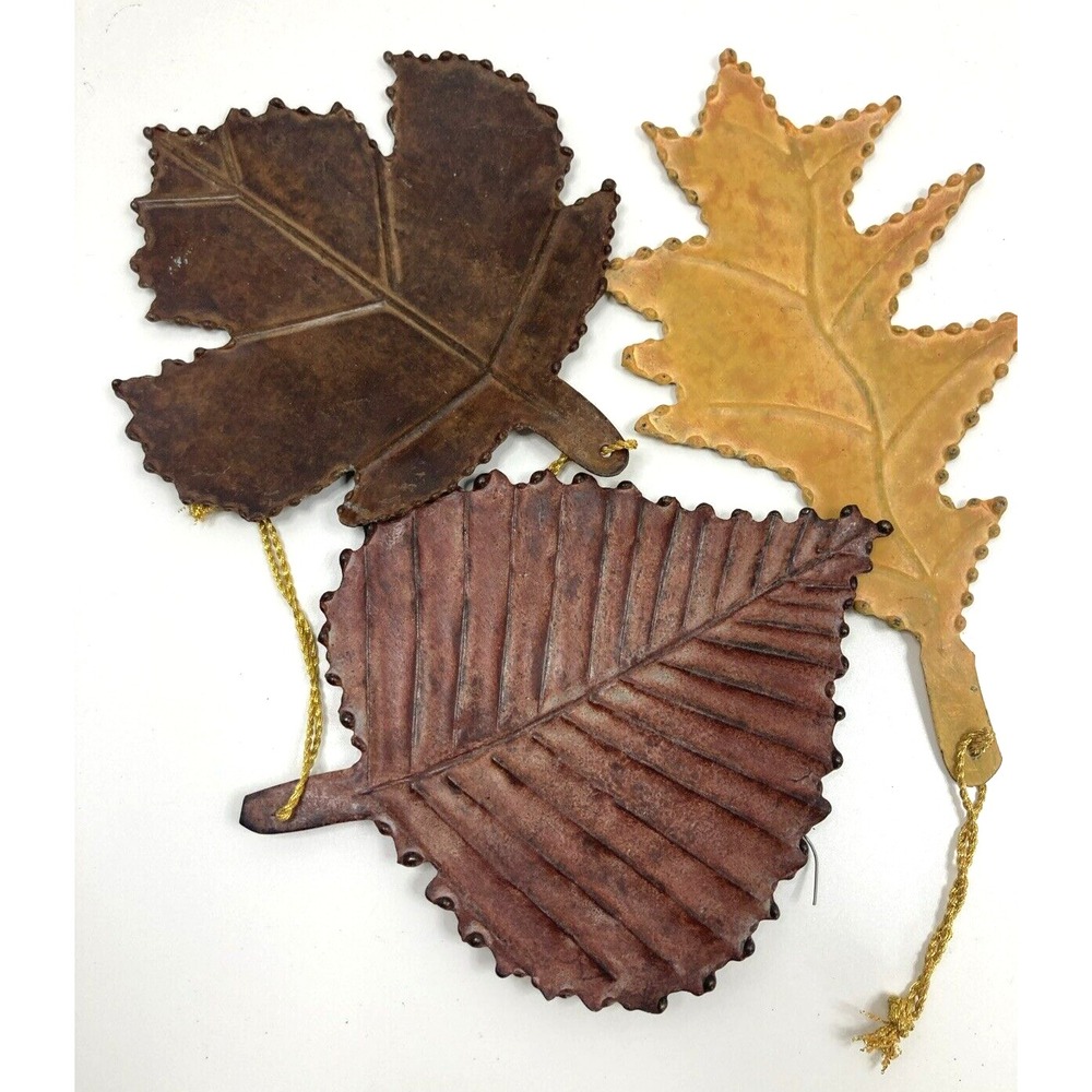 Vintage Metal Fall Maple Leaves Wall Art Decor Set of 3 Seasons of Cannon Falls